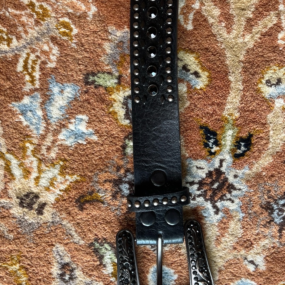Studded Black Leather Belt